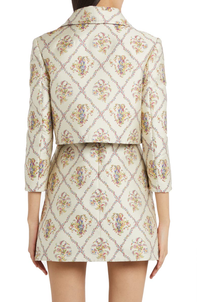 Etro Lattice Floral Jacquard Crop Jacket, Alternate, color,