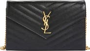 Saint Laurent Cassandre Matelassé Leather Wallet on a Chain