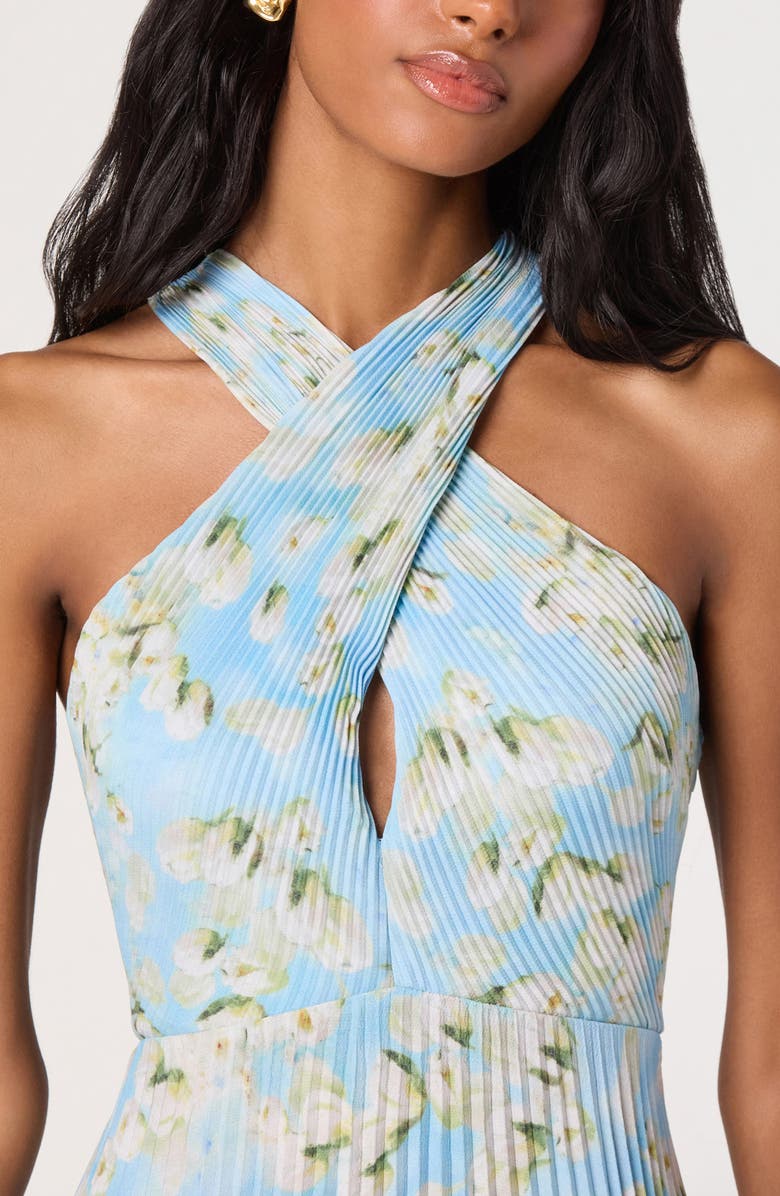 ASTR the Label Samantha Floral Print Halter Dress, Alternate, color, Blue Floral