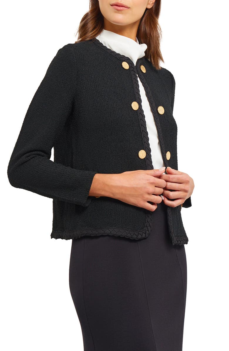 Misook Braided Trim Tweed Jacket, Alternate, color,