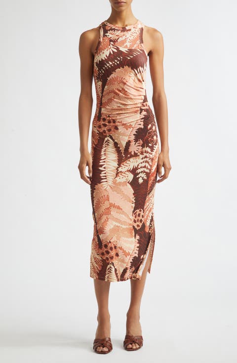 Lola Print Sleeveless Mesh Midi Dress