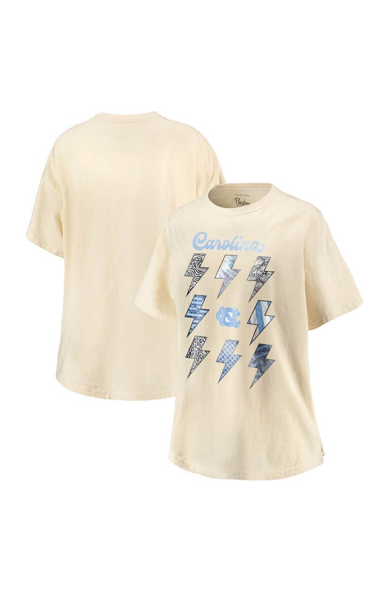 PRESSBOX Women's Pressbox Cream North Carolina Tar Heels Flash Lightning Rocker Oversized Pullover Sweatshirt, Main, color, 