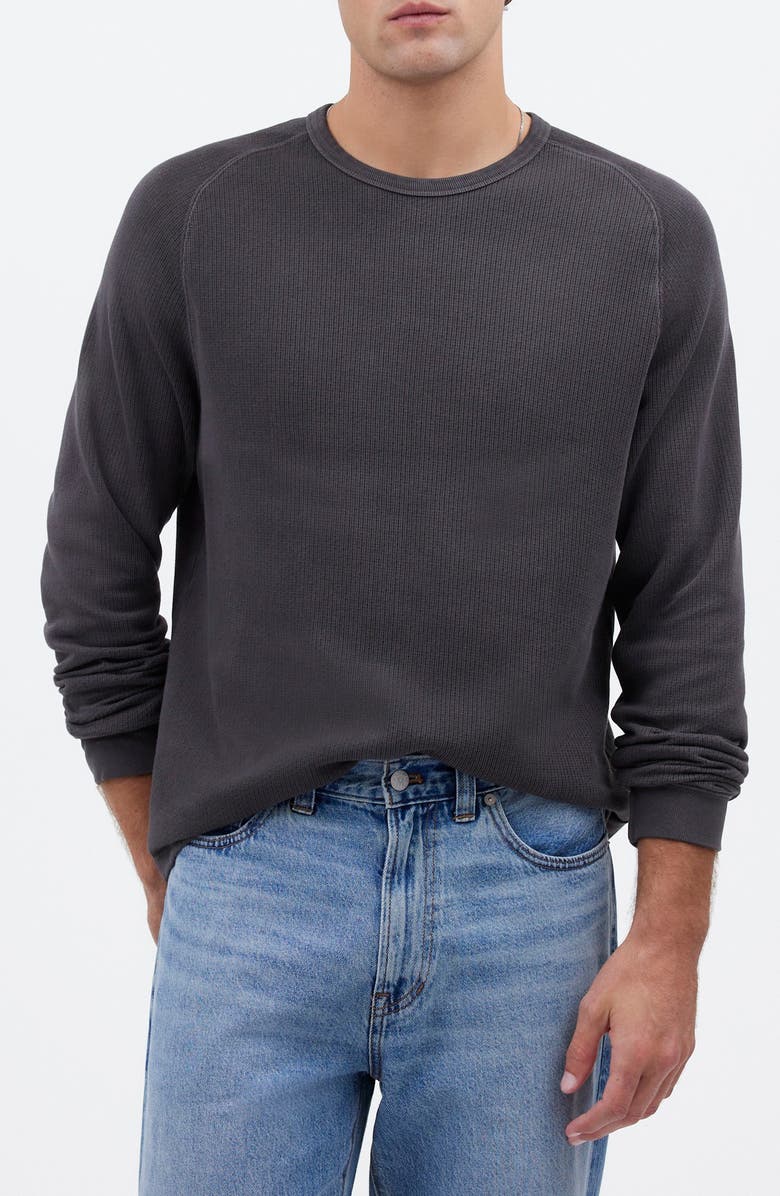 Madewell Textured Long Sleeve T-Shirt, Main, color, Coal