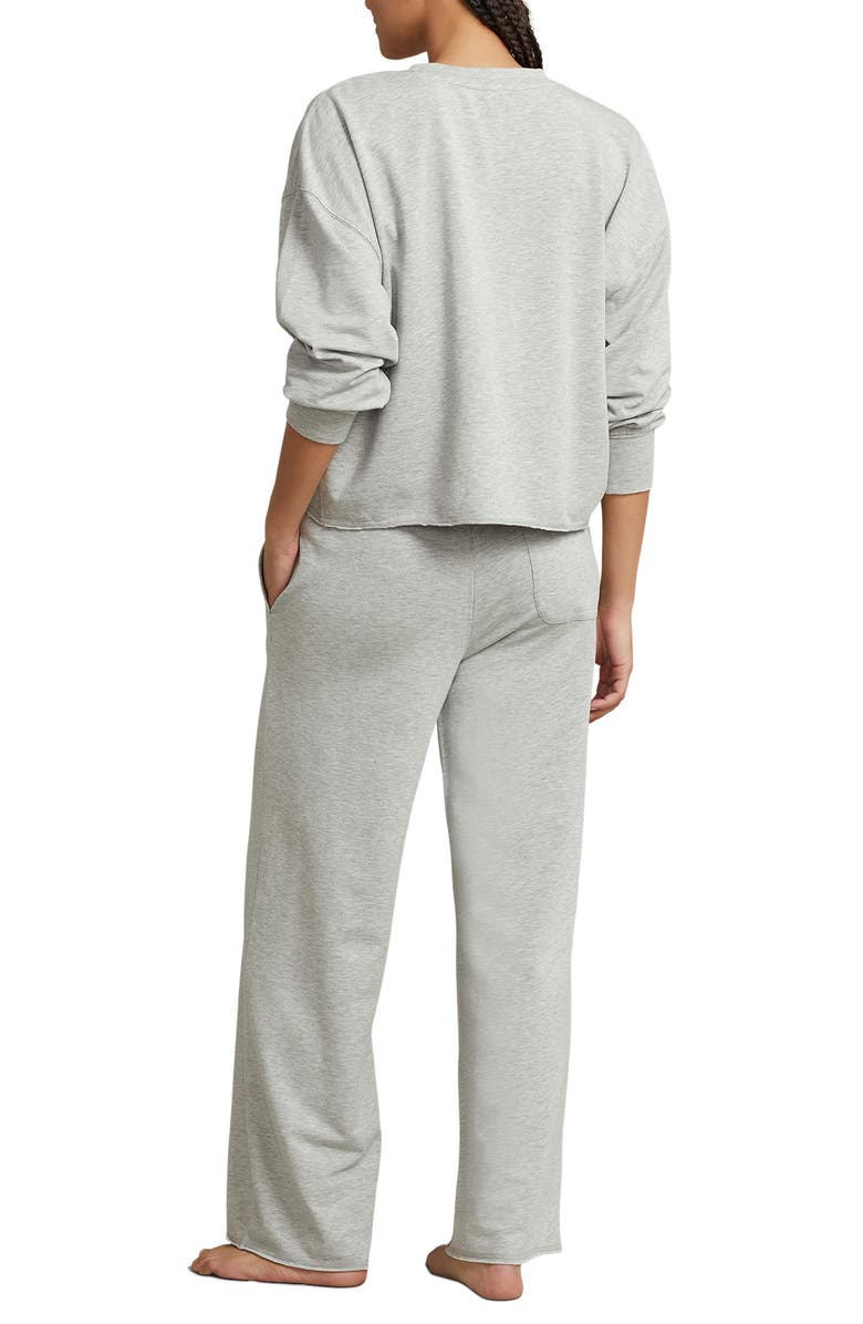 Polo Ralph Lauren Sweatshirt & Wide Leg Pajamas, Alternate, color, Heather Grey