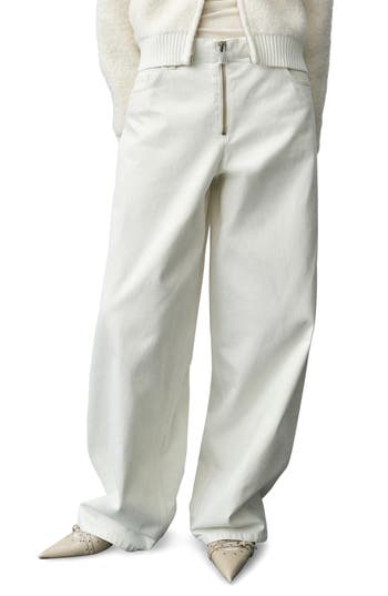 Mango Hunter Wide Leg Jeans In White