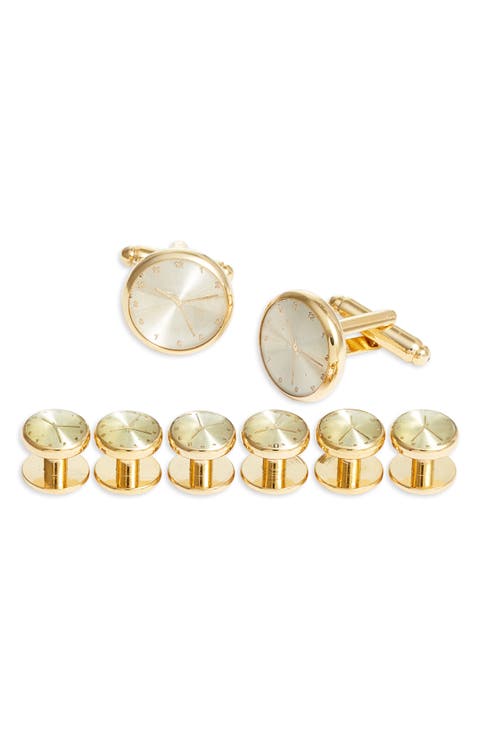 Clock Cuff Link & Stud Set