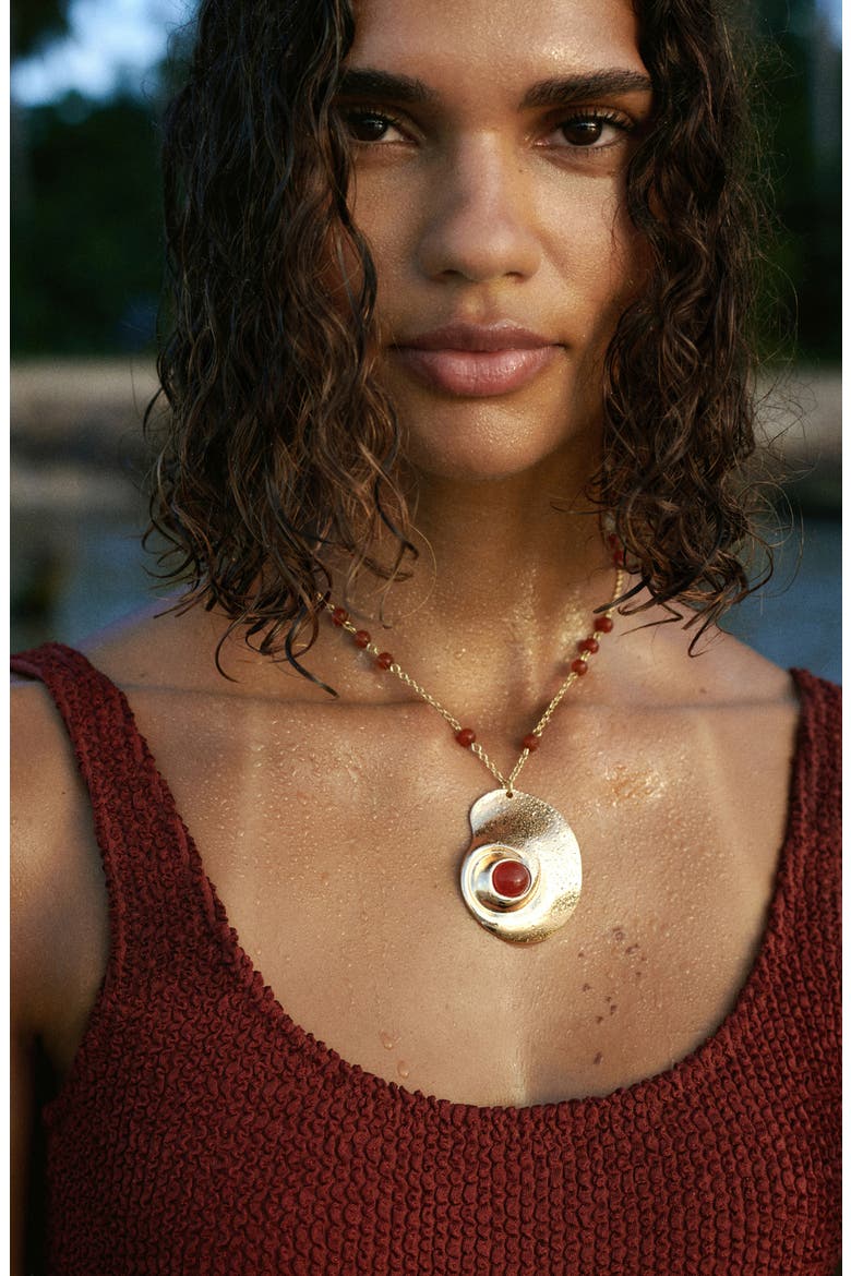 Beaded Spiral Pendant Necklace, Alternate, color, GOLD
