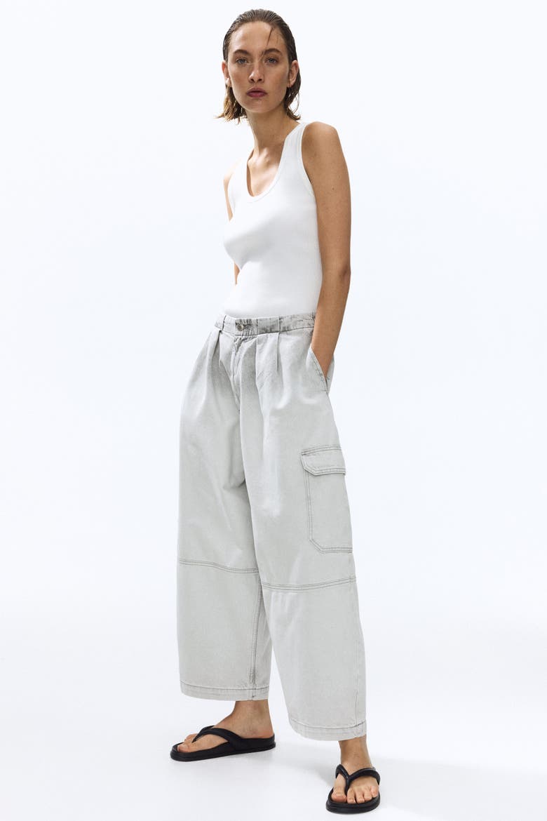 Barrel Regular Waist Ankle Jeans, Main, color, Light denim gray