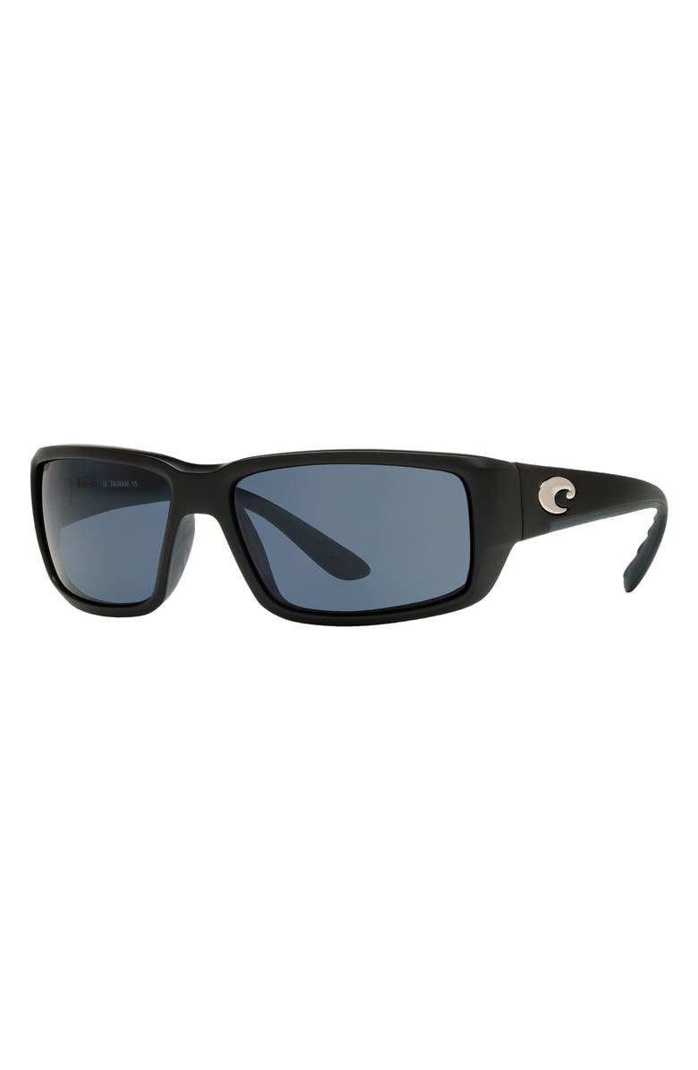 Costa Del Mar 59mm Polarized Rectangular Sunglasses, Alternate, color, Matte Black
