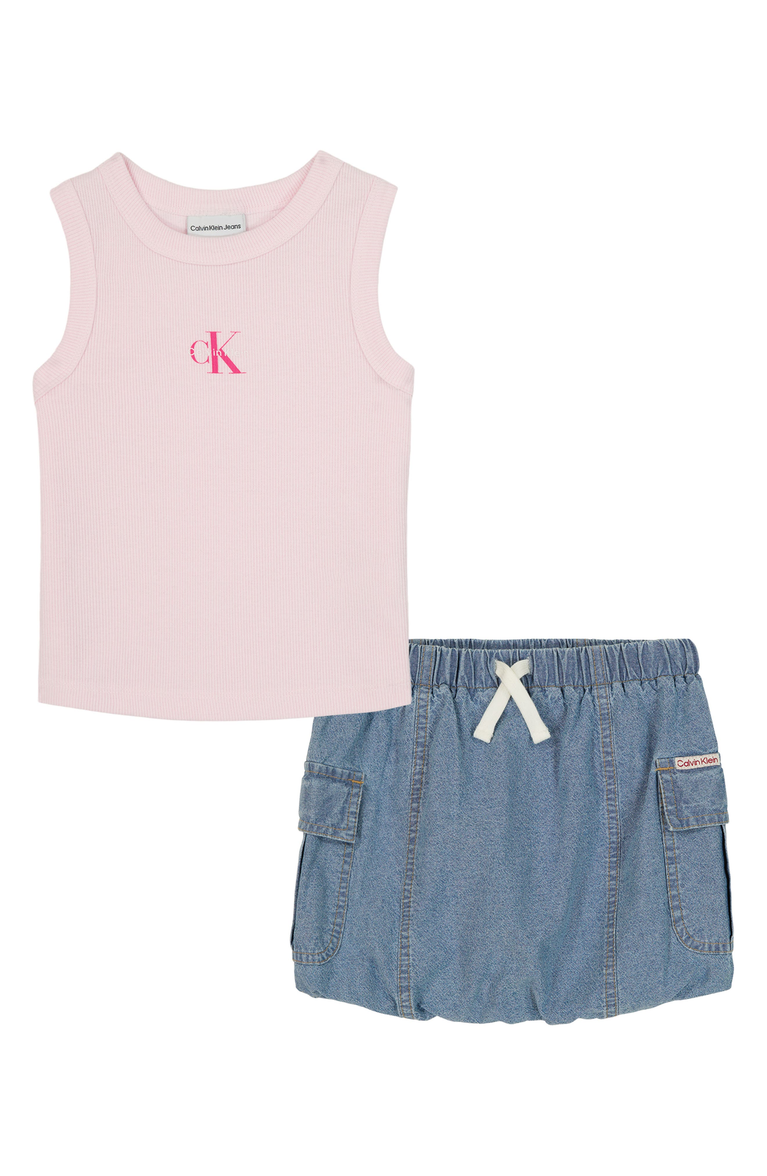 Calvin Klein Kids' Rib Tank & Denim Skort Set