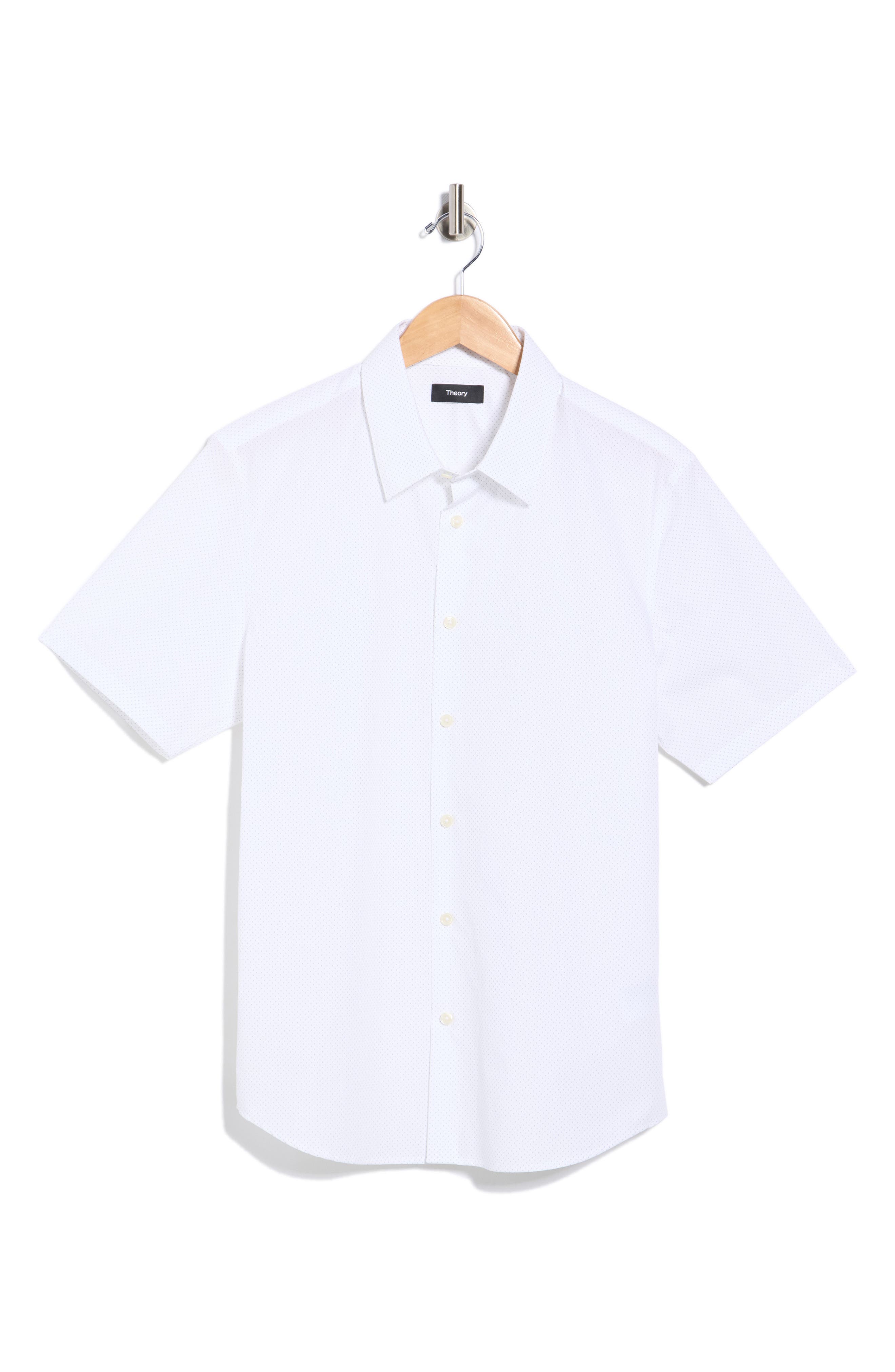Theory Irving Short Sleeve Cotton Button-Up Shirt