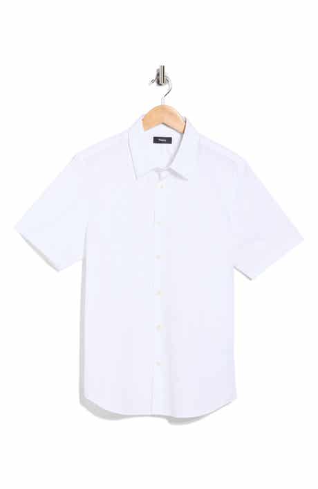 Theory Irving Short Sleeve Cotton Button-Up Shirt