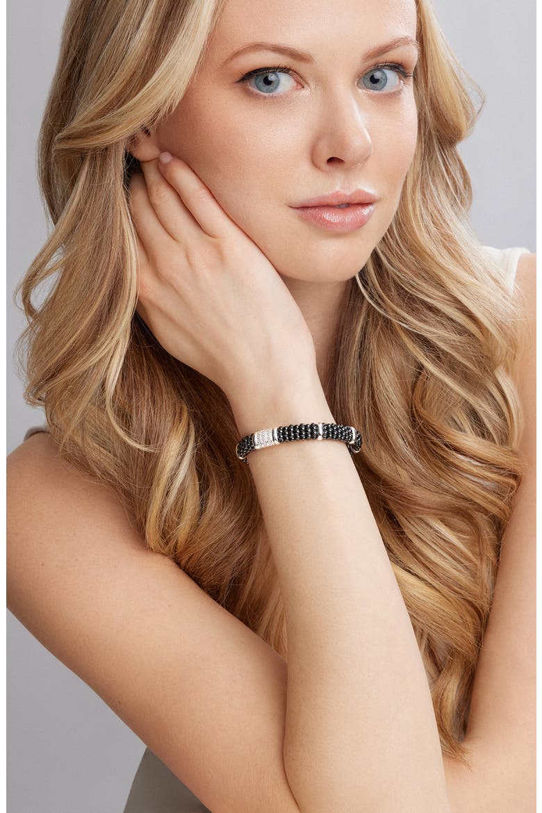 Black Caviar Ceramic & Diamond Bracelet, Alternate, color, SILVER
