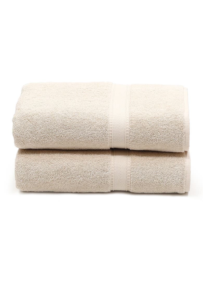 Sinemis Terry Bath Towels - Set of 2 - Beige, Main, color, BEIGE