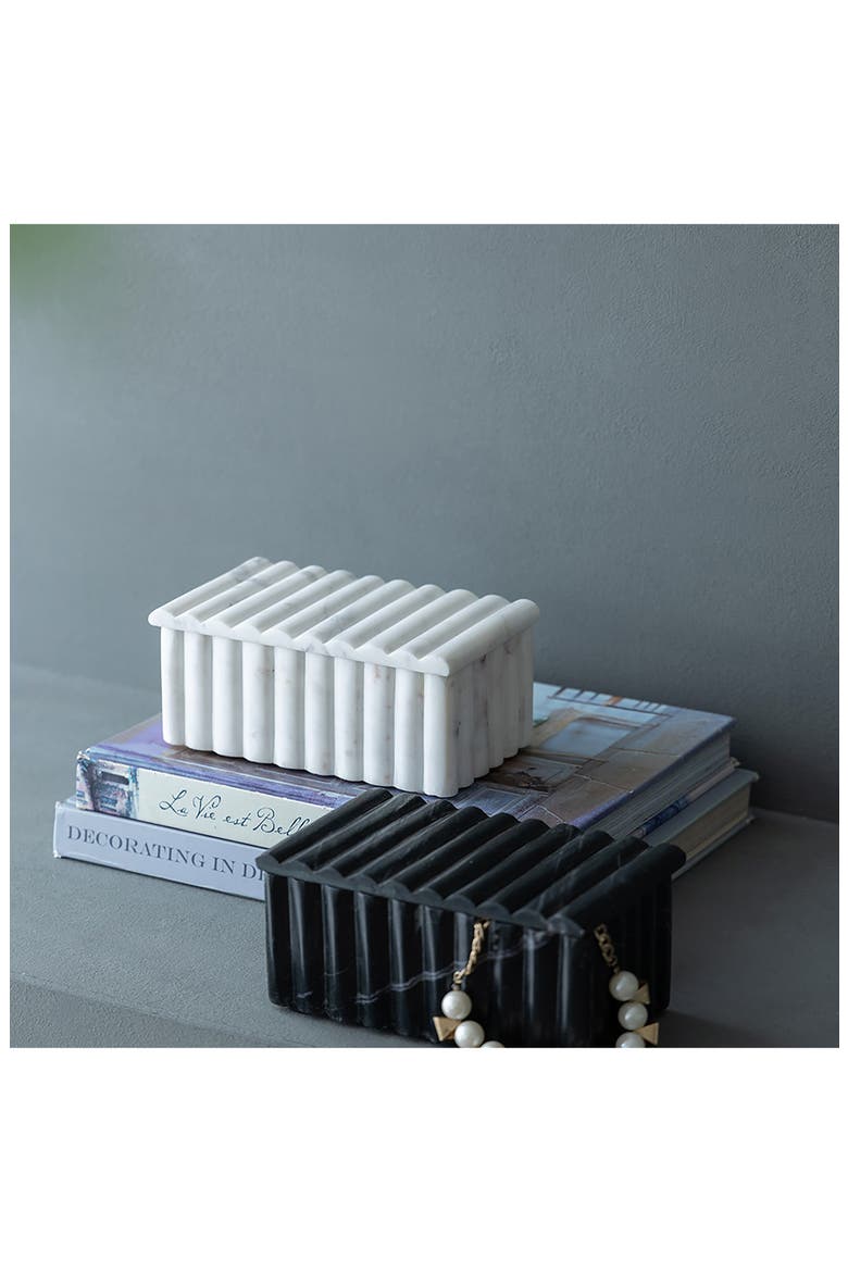 Black Marble Storage Box, Alternate, color, BLACK