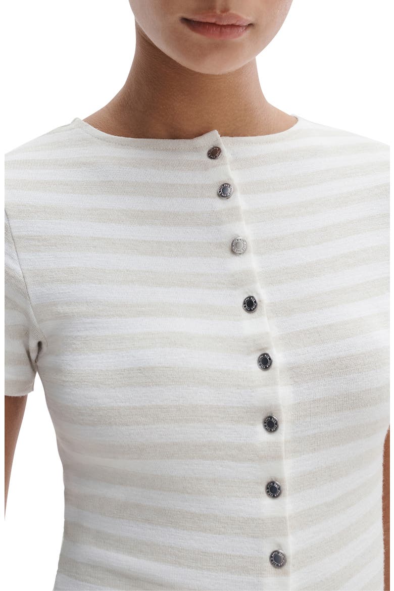 The Knit Stripe Button-Up T-Shirt, Alternate, color, CHALK MULTI