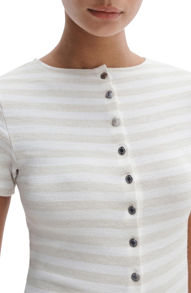 rag & bone The Knit Stripe Button-Up T-Shirt, Alternate, color, Chalk Multi