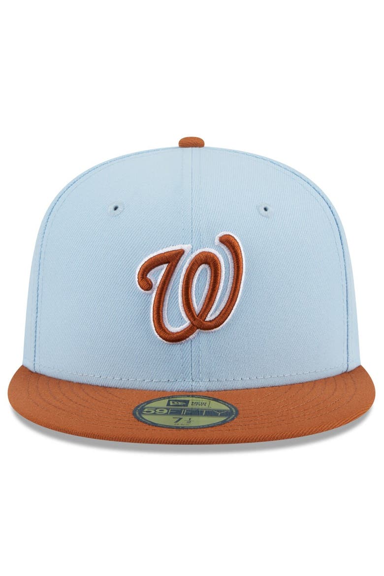 Men's New Era Light Blue/Brown Washington Nationals Spring Color Basic Two-Tone 59FIFTY Fitted Hat, Alternate, color, Light Blue
