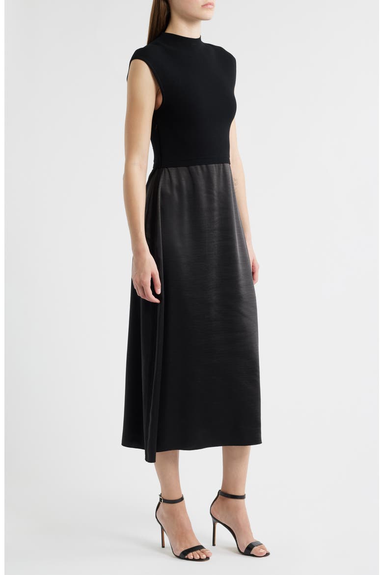 Ferdolini Mixed Media Midi Dress, Alternate, color, BLK