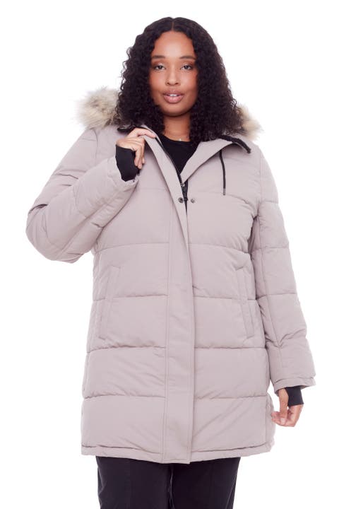 AULAVIK PLUS SIZE - Vegan Down Mid-length Hooded Parka Coat