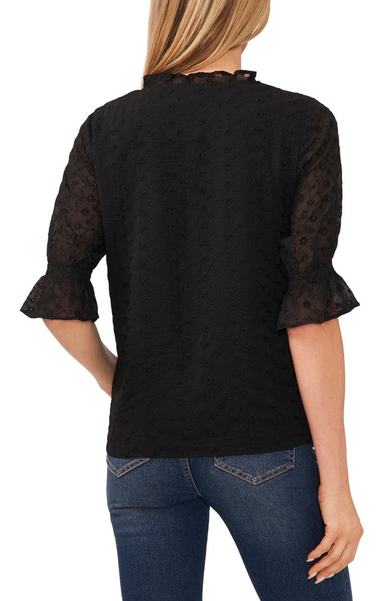 CeCe Eyelet Embroidered Ruffle Trim Blouse, Alternate, color, 