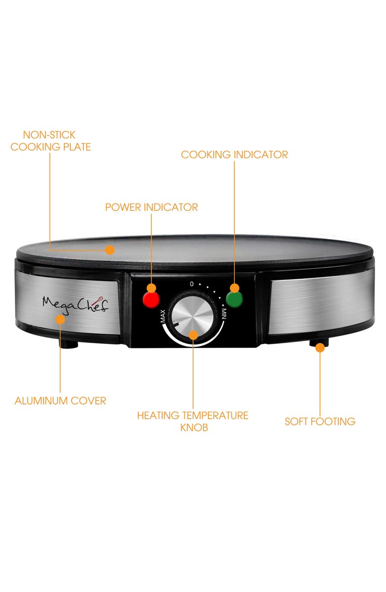 Megachef Nonstick Crepe and Pancake Maker Breakfast Griddle, Alternate, color, Black