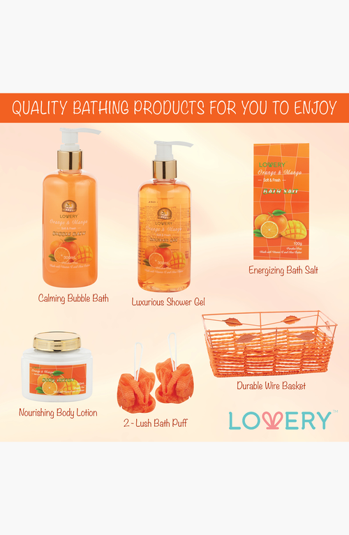 Lovery Home Spa Gift Basket In Orange & Mango
