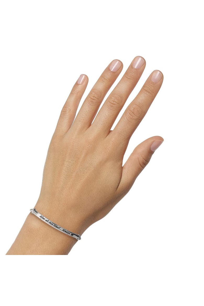 Snape's Silver Plated Love Always Bar Lariat Bracelet, 8.5", Alternate, color, Silver