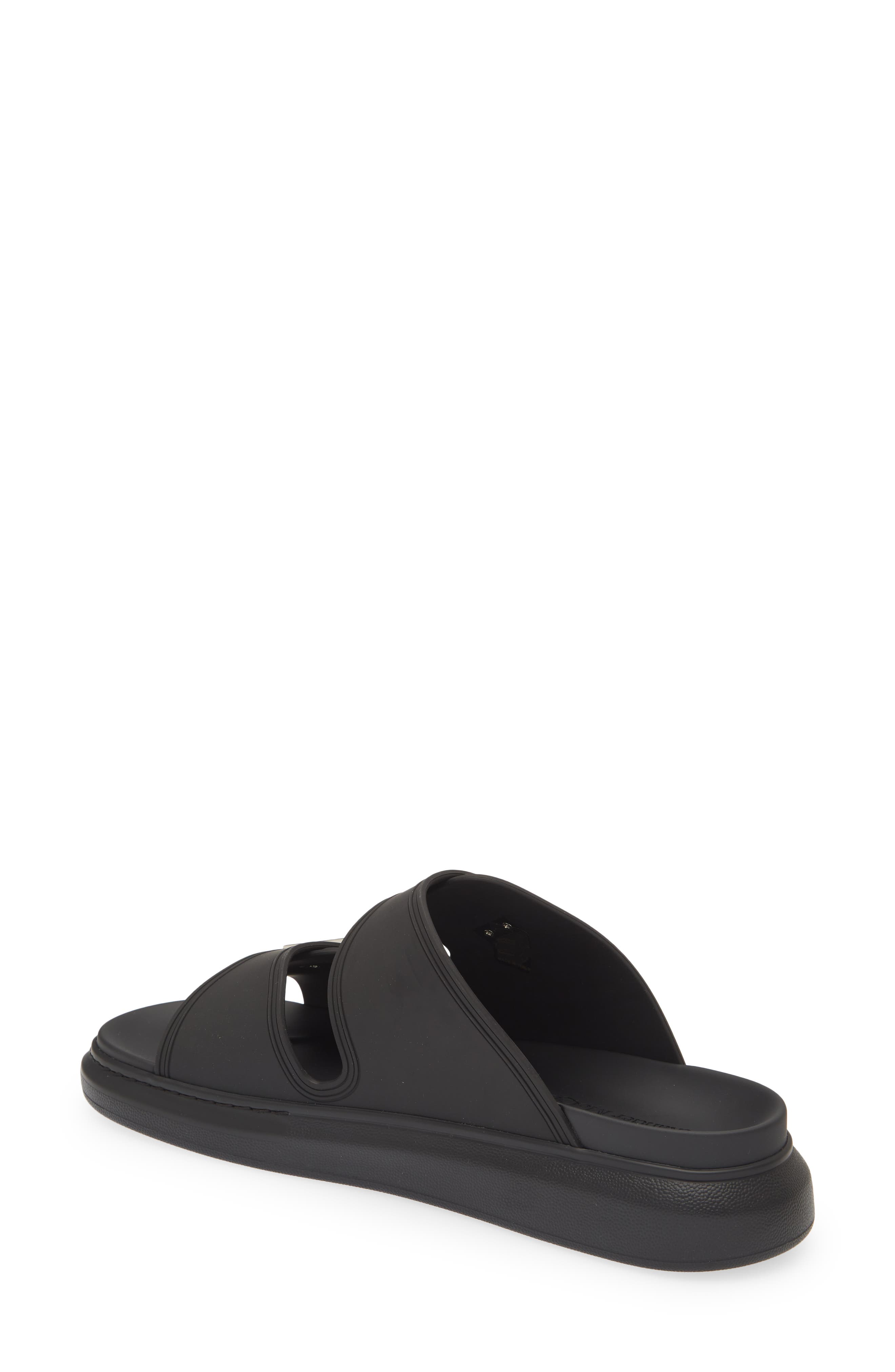 McQueen Oversize Slide Sandal, Alternate, color, Black/ Silver