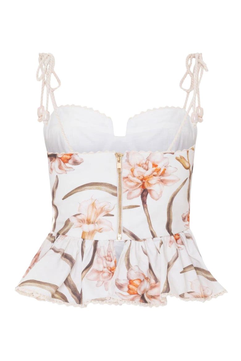 Botanic Retro Peplum Top, Alternate, color, OFF WHITE