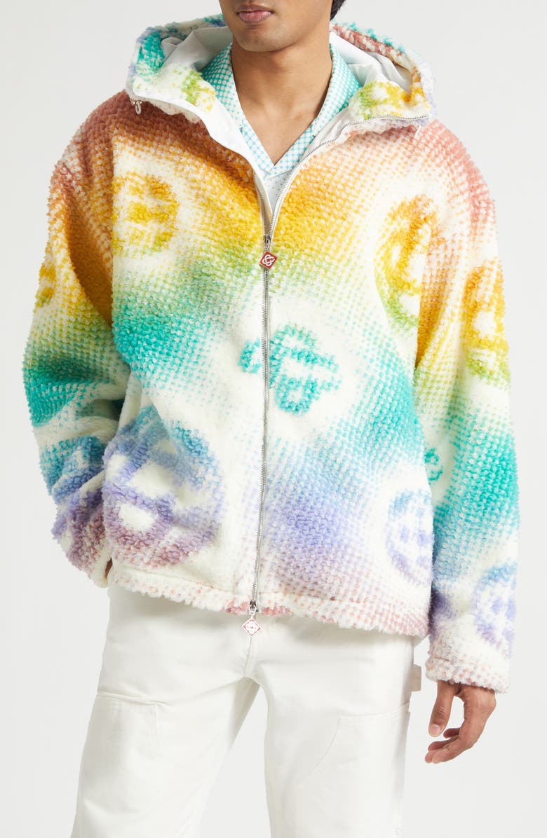 Casablanca Halftone Monogram Fleece Jacket, Main, color, Halftone Monogram