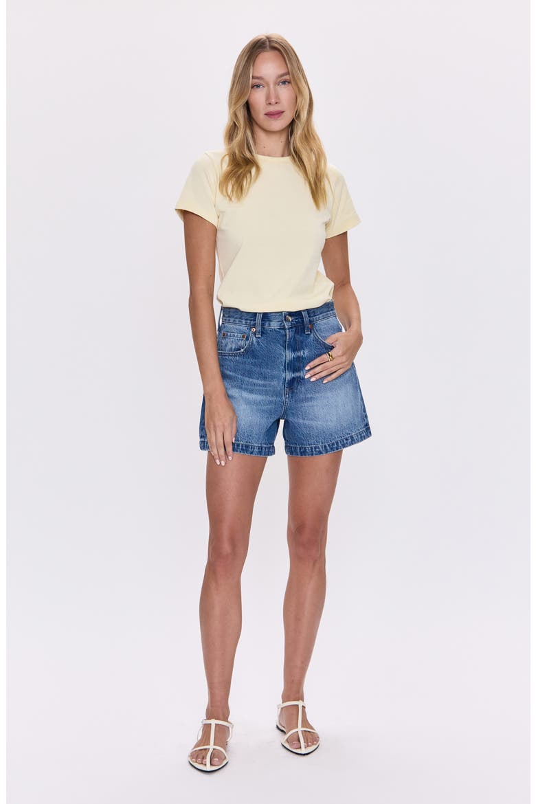 Saige High Waist Denim Shorts, Alternate, color, SAFARI