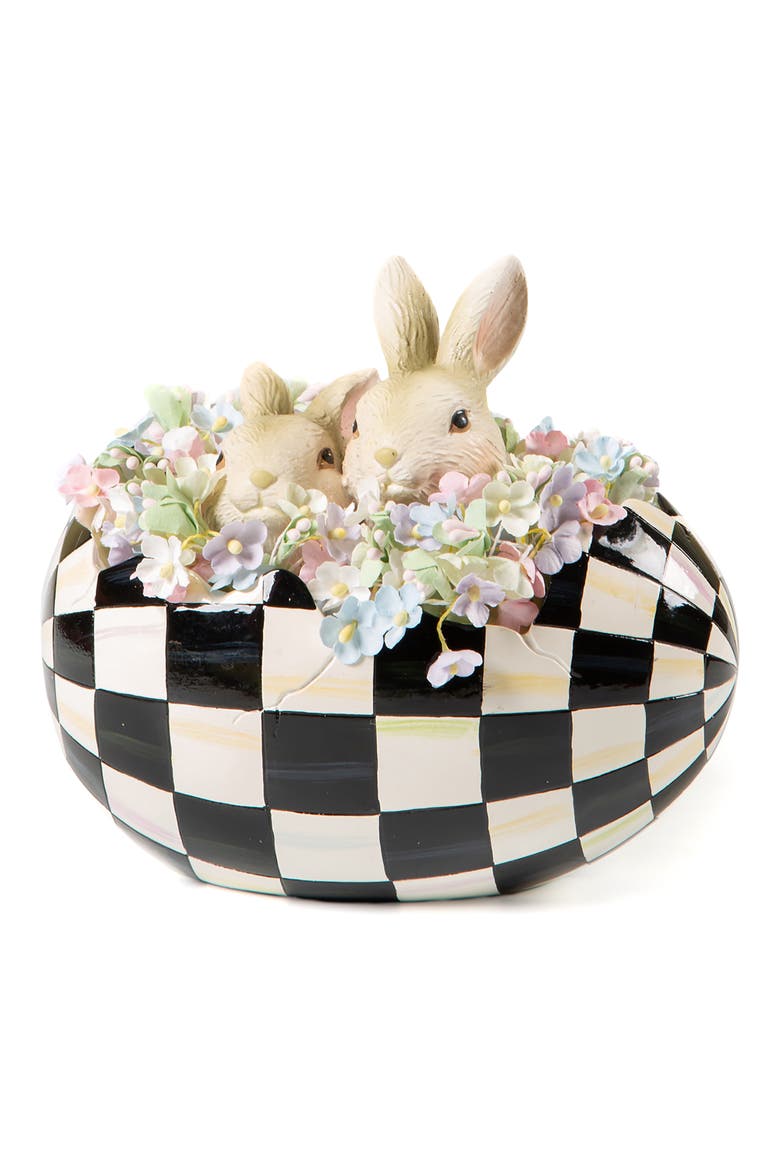 Courtly Check Peekaboo Bunny Egg Figurine, Main, color, BLACK