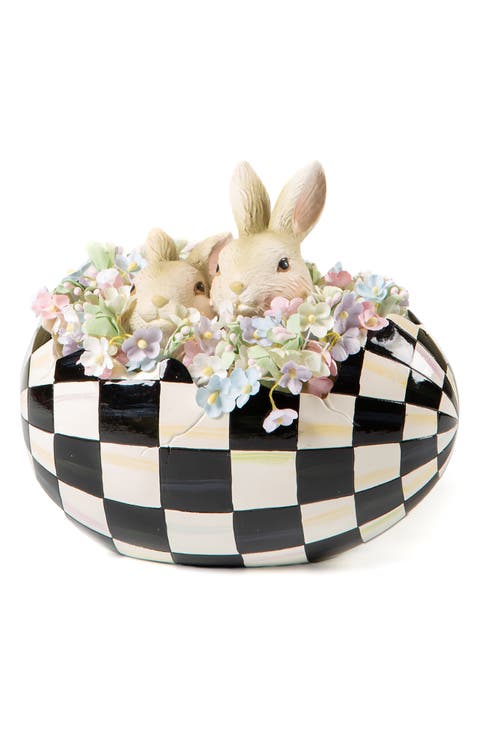 Courtly Check Peekaboo Bunny Egg Figurine