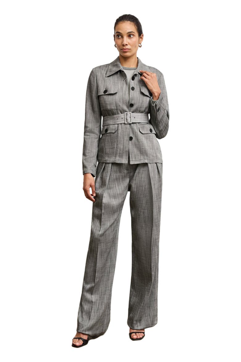 Bronny Cummerbund Trouser - Porto Weave, Alternate, color, Black/White