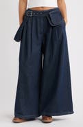 Damson Madder Mavi Pleated High Waist Wide Leg Balloon Jeans