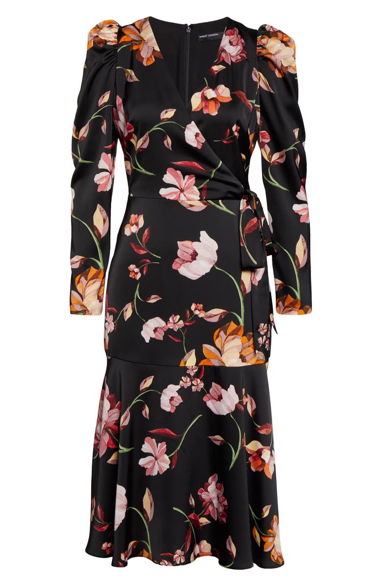 Maggy London Long Sleeve Faux Wrap Dress, Alternate, color, 