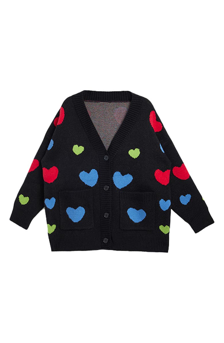 SAACHI Heart Motif Cardigan, Alternate, color, Light/Pastel Blue