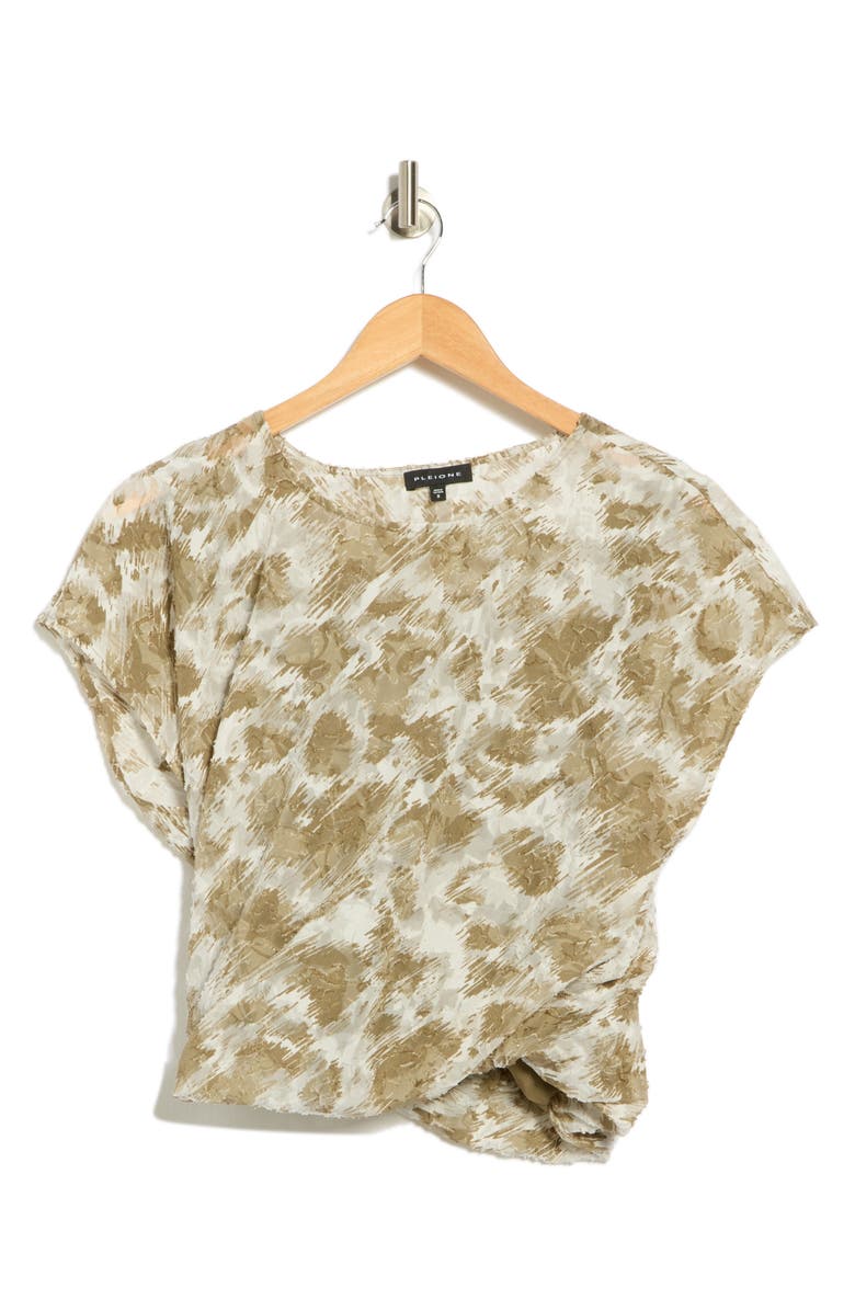 Pleione Textured Sheer Gathered Top, Alternate, color, Taupe Cream Abstract