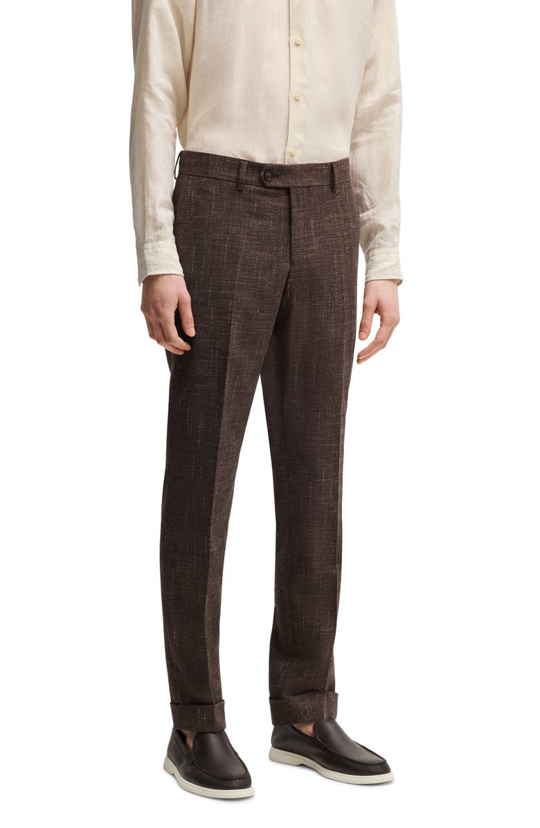 BOSS Huge Cotton & Virgin Wool Blend Suit, Alternate, color, Dark Brn