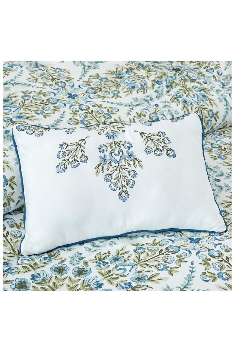 Floral Print Microfiber 5-Piece Comforter Set, Alternate, color, WHITE/ GOLD