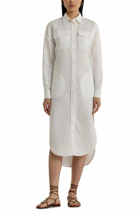 Ralph Lauren Textured Linen Blend Long Sleeve Shirtdress