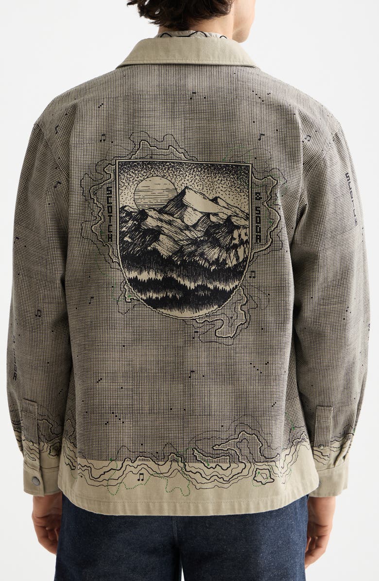 Scotch & Soda Map Graphic Snap-Up Overshirt, Alternate, color, Plaza Taupe