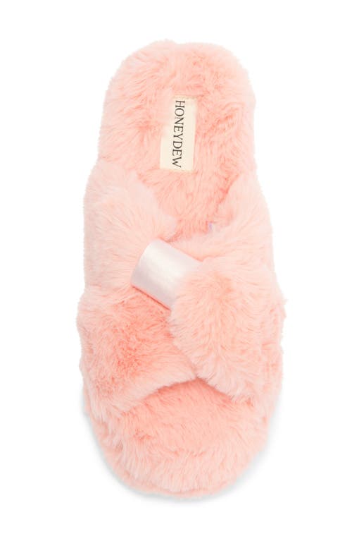 Honeydew The Knot Plush Faux Fur Slide Sandal In Orange