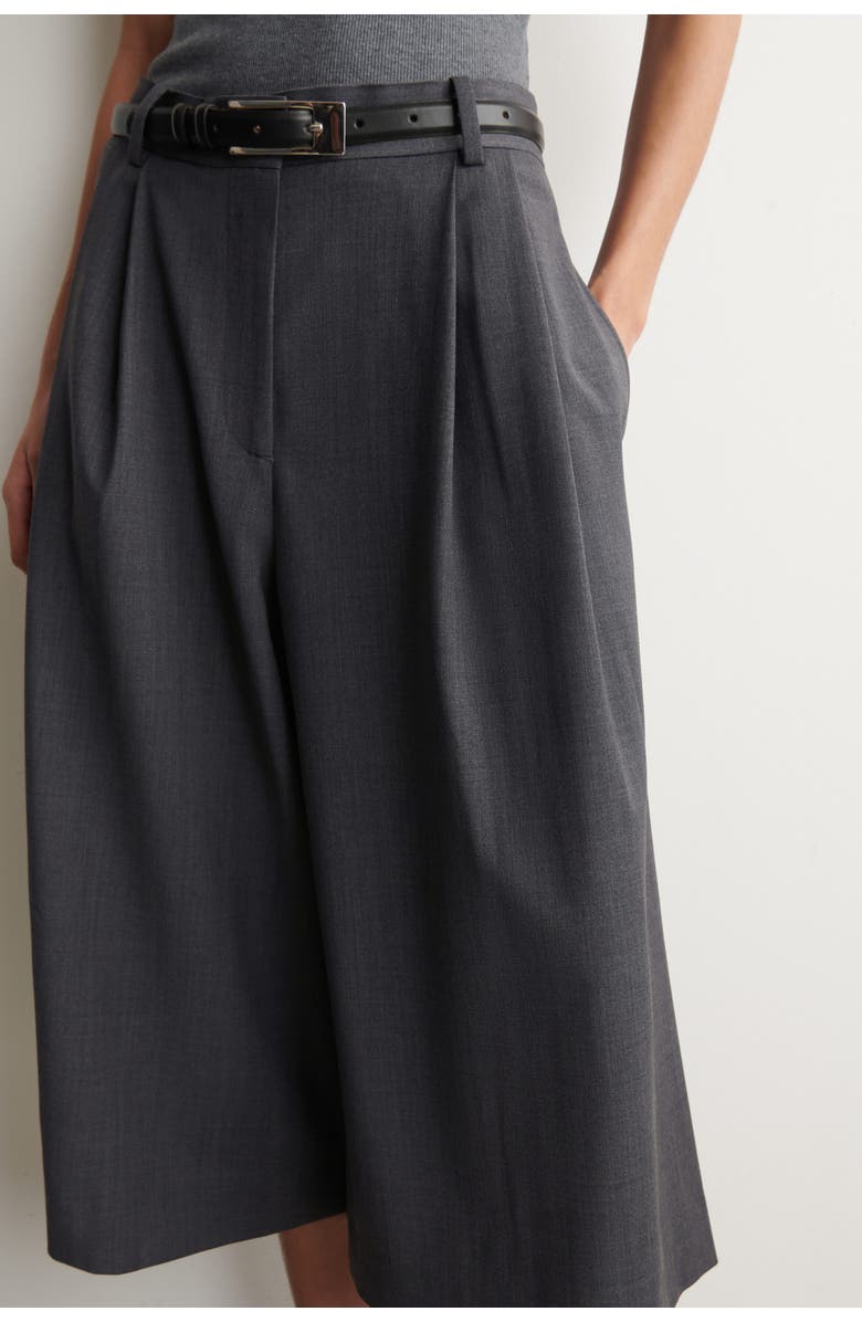 COS Pleated Wool-blend Culottes, Alternate, color, Gray