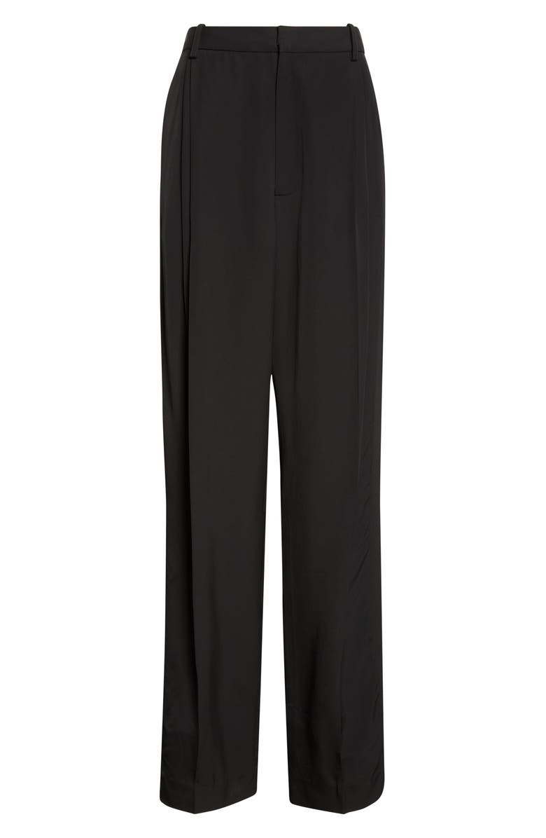 Proenza Schouler Clementina Pleated Twill Pants, Alternate, color, Black