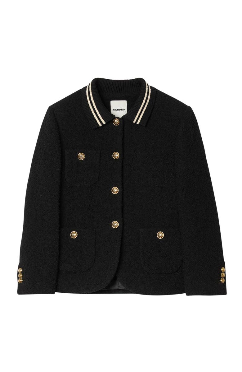 SANDRO Tweed jacket, Alternate, color, Black