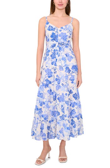 Halogen ® Tie Front Tiered Maxi Dress In Blue