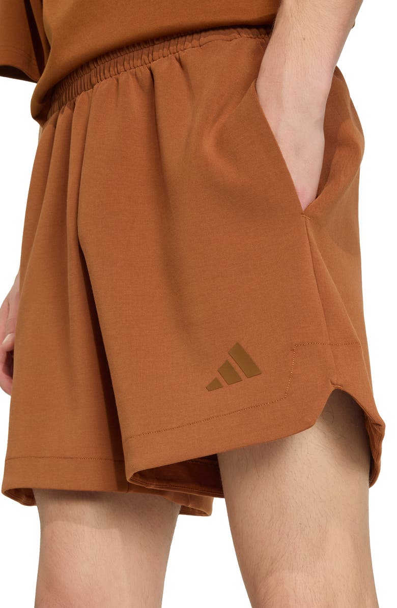adidas Soft Lux Drawstring Shorts, Alternate, color, Dusky Bronze