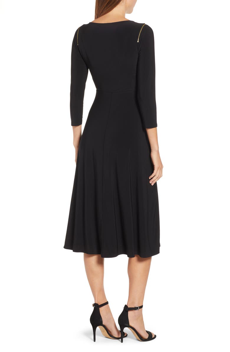 Chaus Zip Shoulder Ruched Surplice Dress, Alternate, color, 